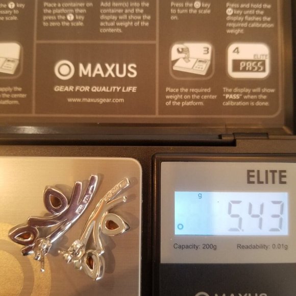 Unique High Shine Non Tarnish 925 Sterling Silver Amber Earrings Made in Italy - Picture 9 of 9